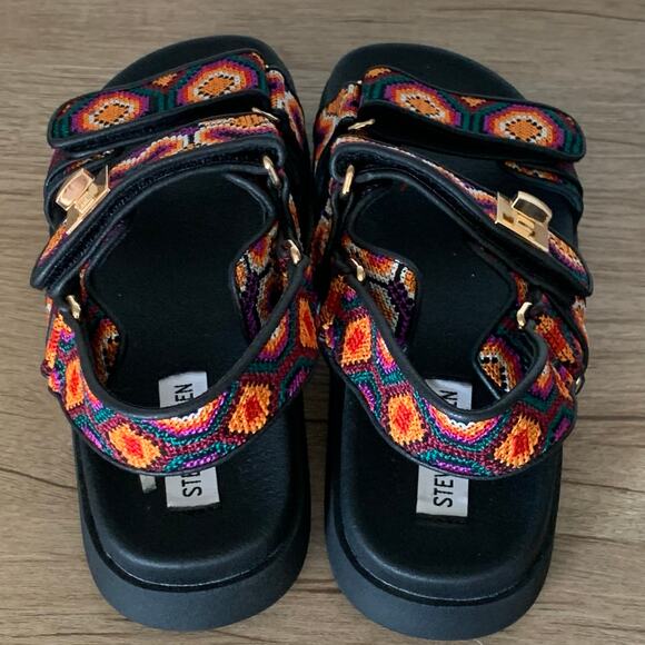 Steve Madden Mona Sandal Vibrant Colorful Womens 6 / Youth 4.5 Three Strap Bold - Picture 9 of 16